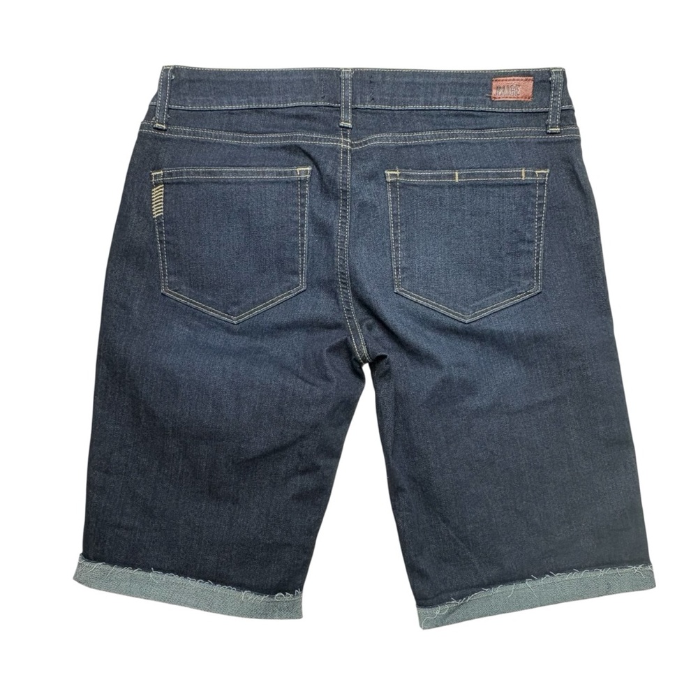 NWT PAIGE Jax Bermuda Denim Shorts Size 28 Kayla Dark Wash Stretch Raw Hem - Picture 3 of 10